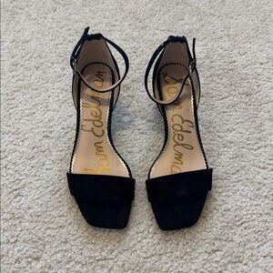 Sam Edelman Holmes Black Suede Open-Toe Ankle Strap Heels - Size 7.5